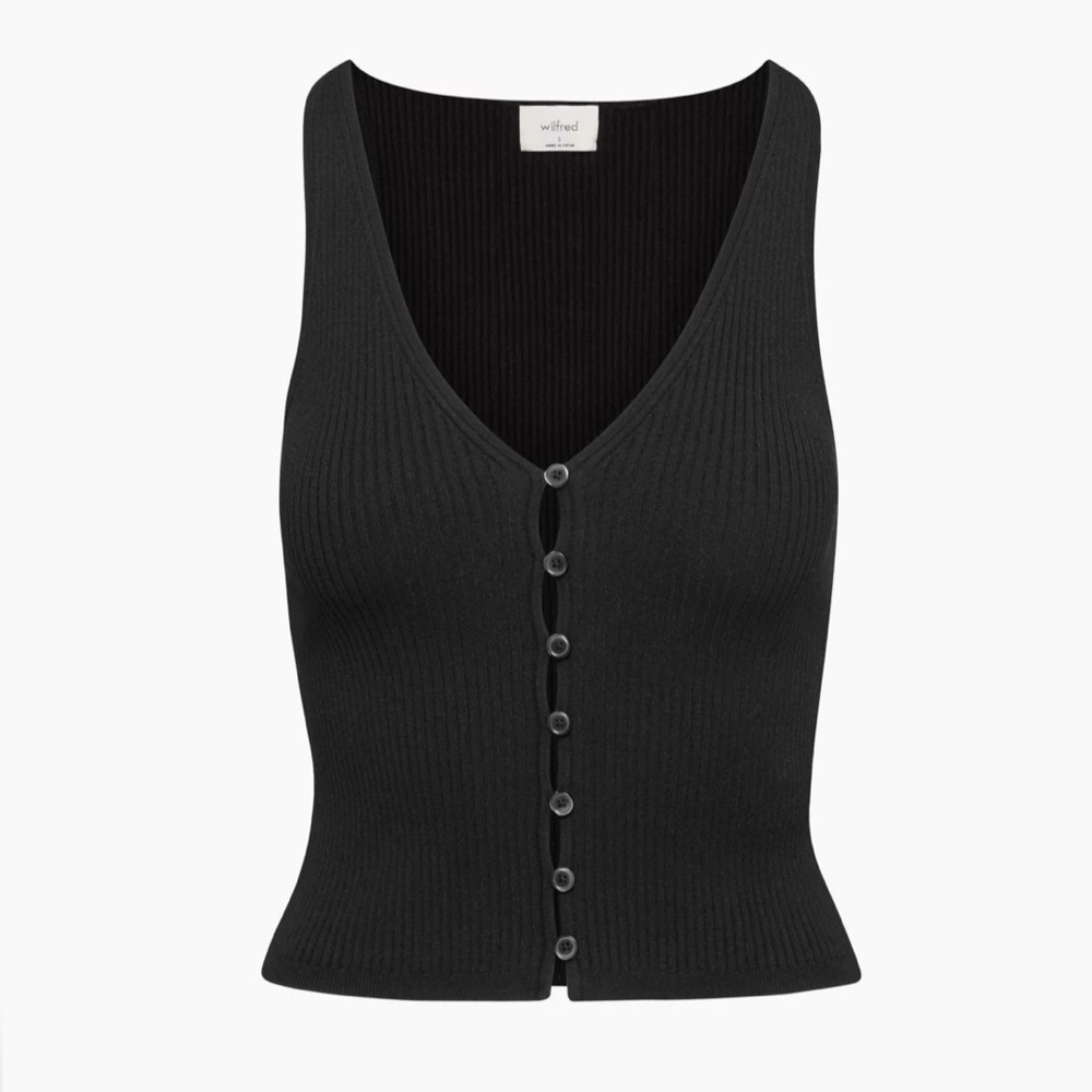 NWOT Wilfred Affinity Black Ribbed Tank Top
